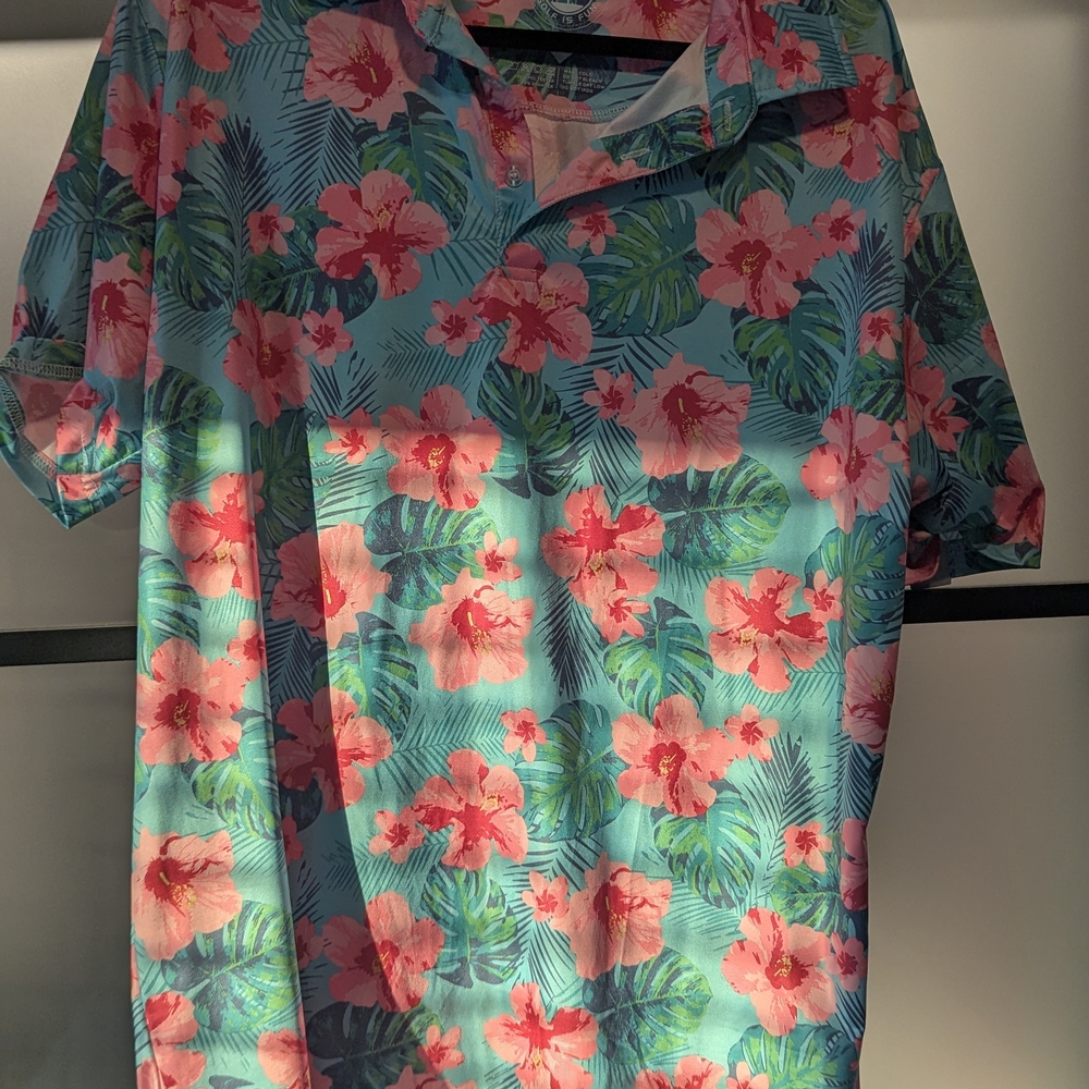 Floral Blue and Pink Men's Golf Shirt